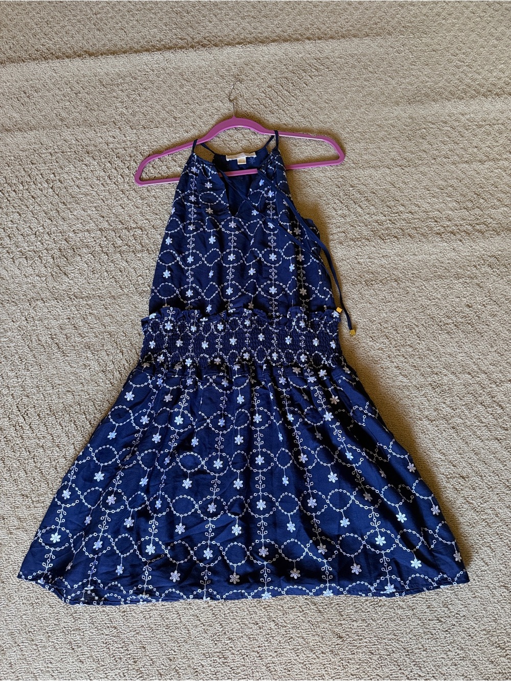 Michael Kors Navy Dress with White Floral Motif